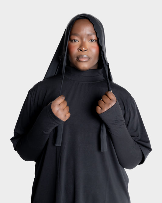 Tie-Back Sports Hijab - Black