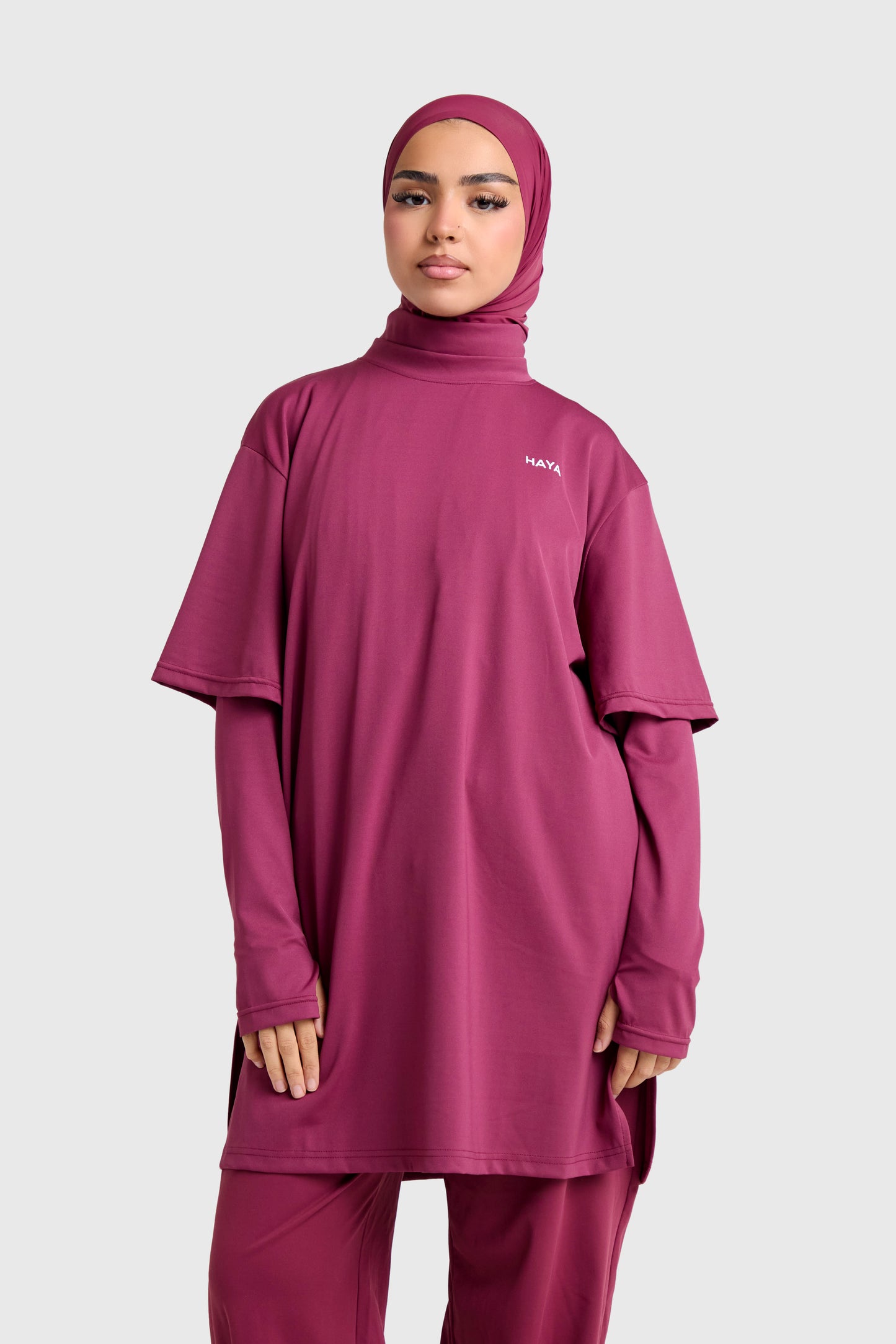 Oversized Active Tee - Burgundy