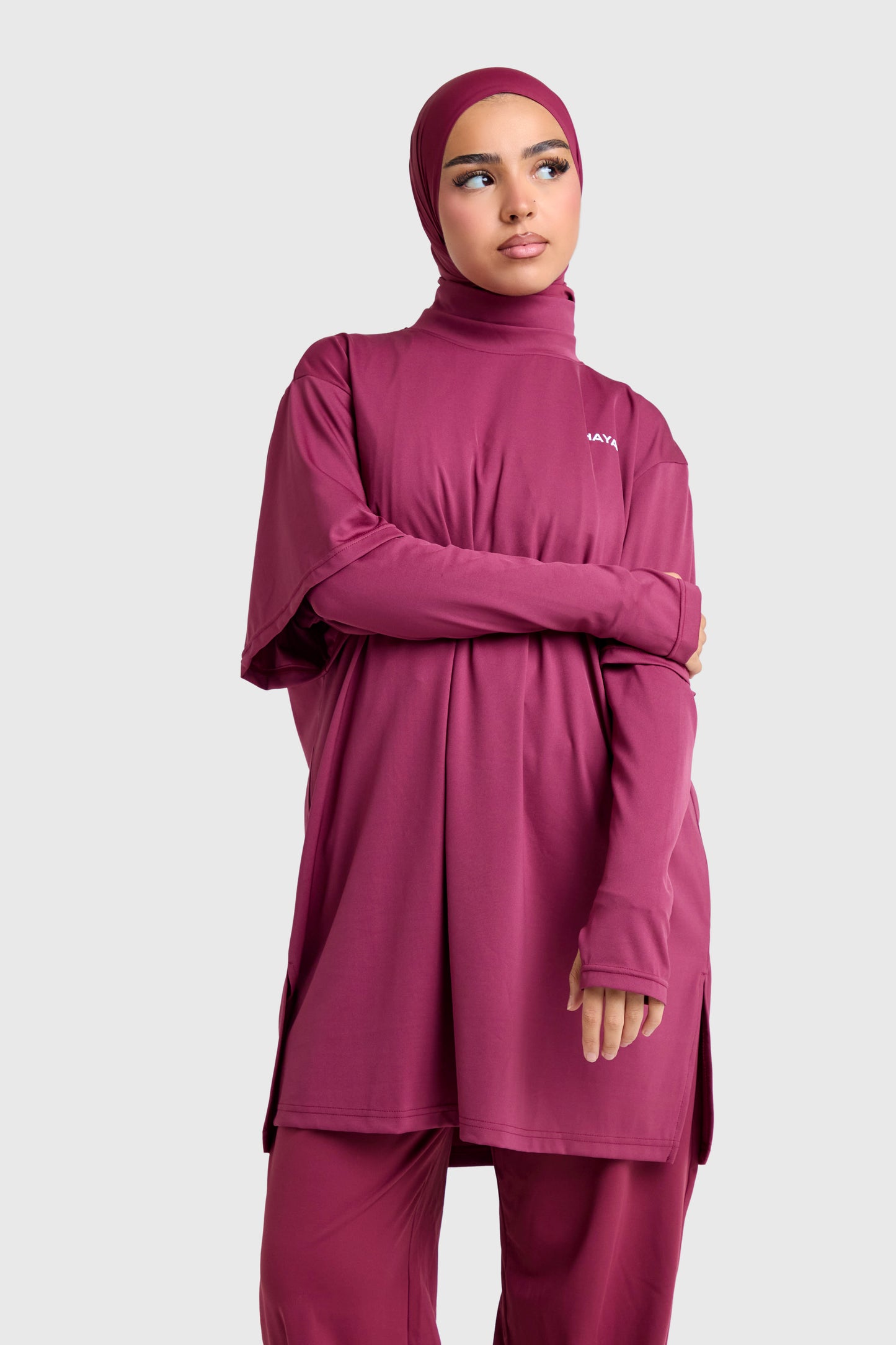 Oversized Active Tee - Burgundy