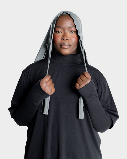 Tie-Back Sports Hijab - Space Grey
