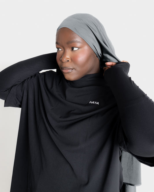 Tie-Back Sports Hijab - Space Grey