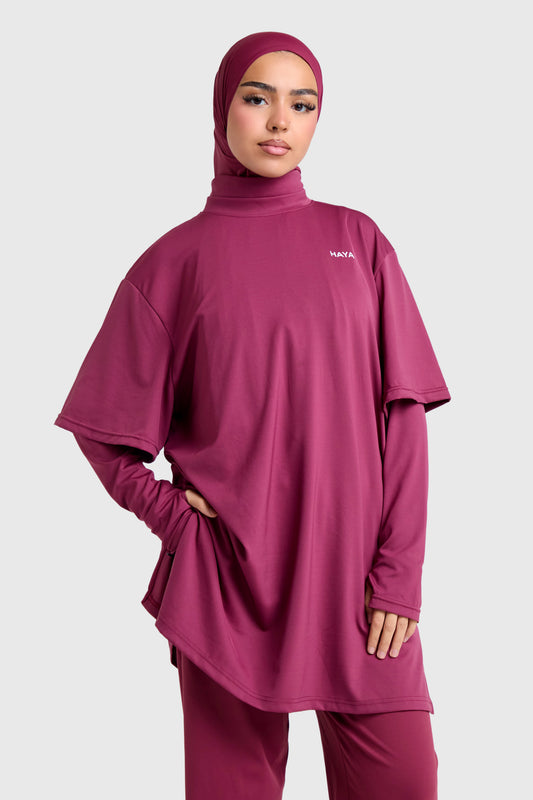 Oversized Active Tee - Burgundy