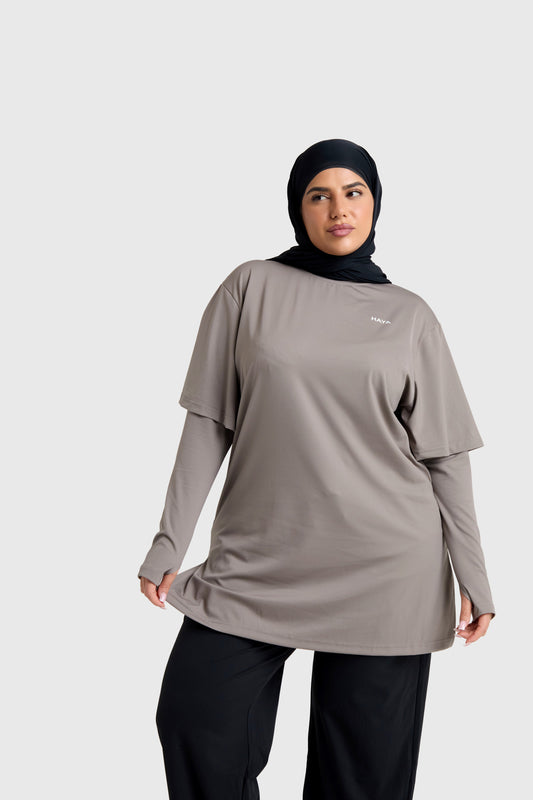 Oversized Active Tee - Coffee Brown