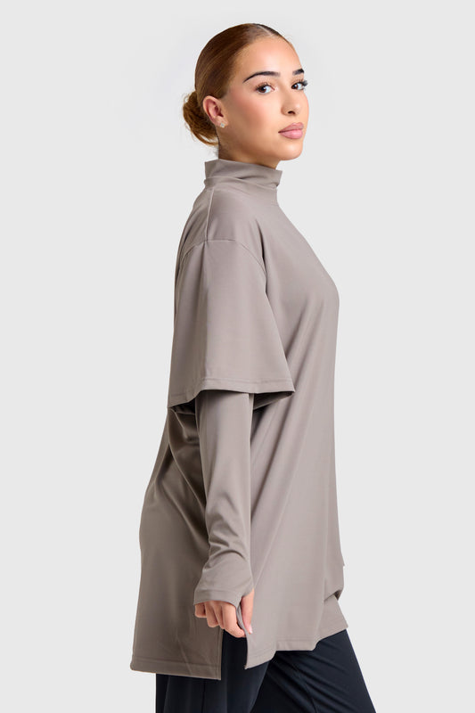 Oversized Active Tee - Coffee Brown