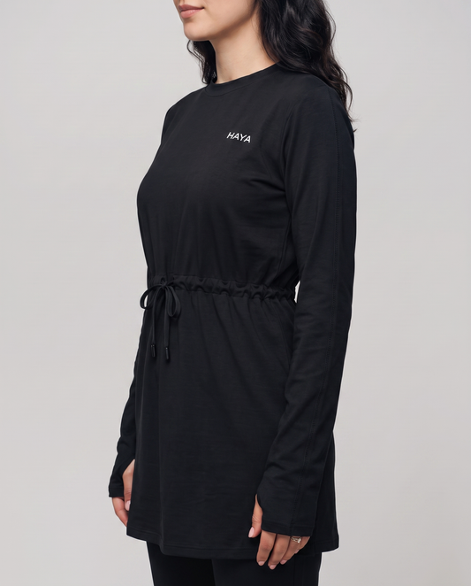 CottonMotion Modest Active Top - Black