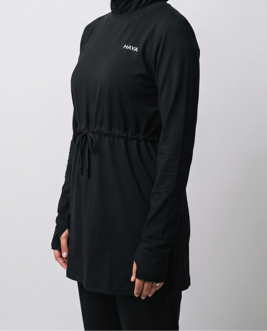 CottonMotion Modest Active Top - Black