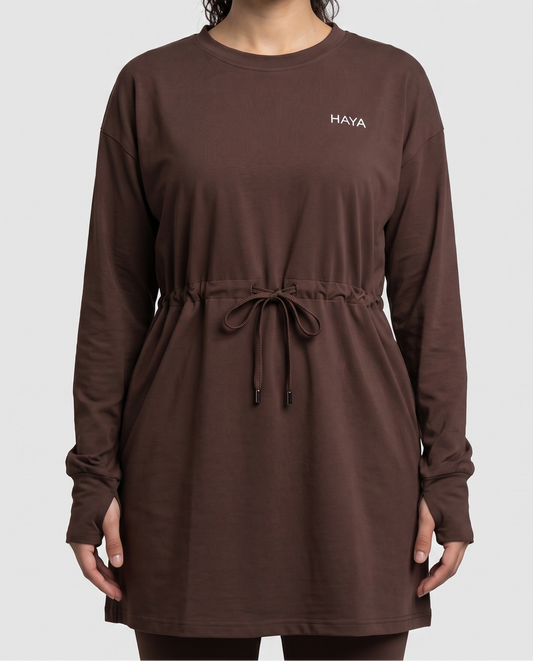 CottonMotion Modest Active Top - Espresso Brown