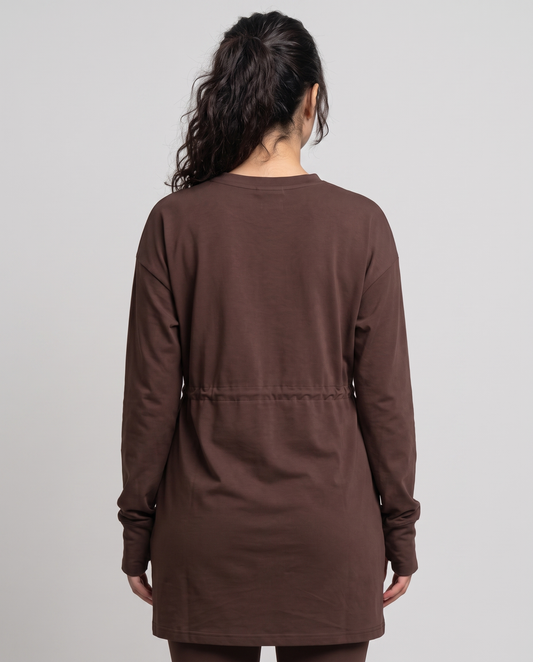 CottonMotion Modest Active Top - Espresso Brown
