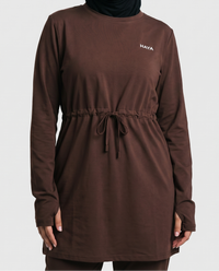 CottonMotion Modest Active Top - Espresso Brown