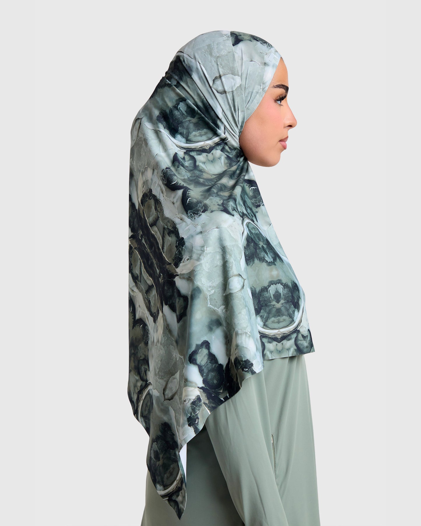 Printed Sports Hijab - Smoke