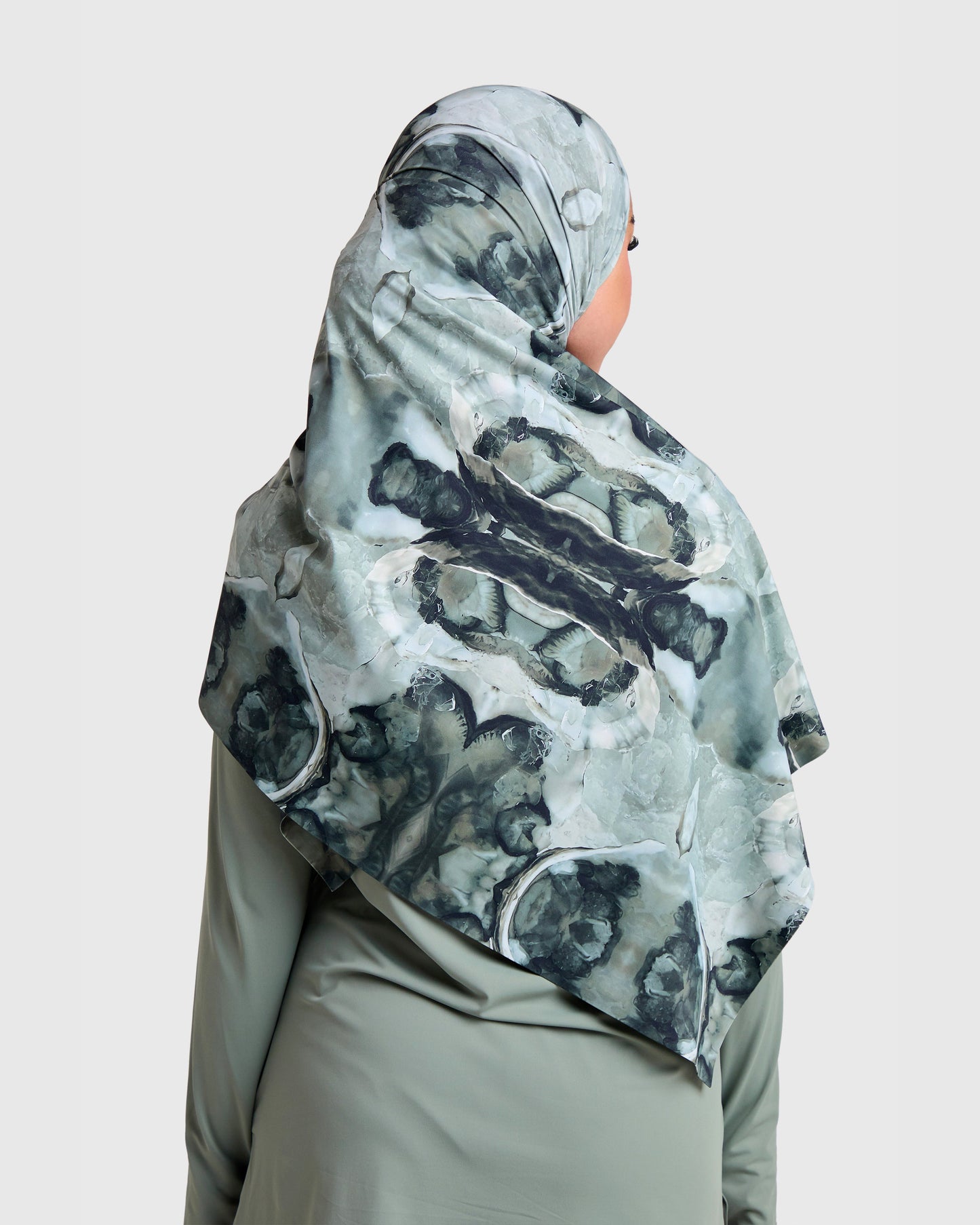 Printed Sports Hijab - Smoke